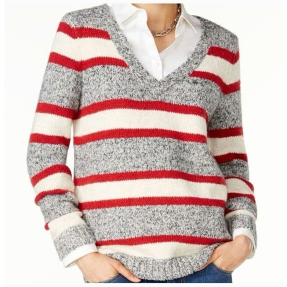 Tommy Hilfiger Y2K Oversized Slouchy Striped Sweater Cotton